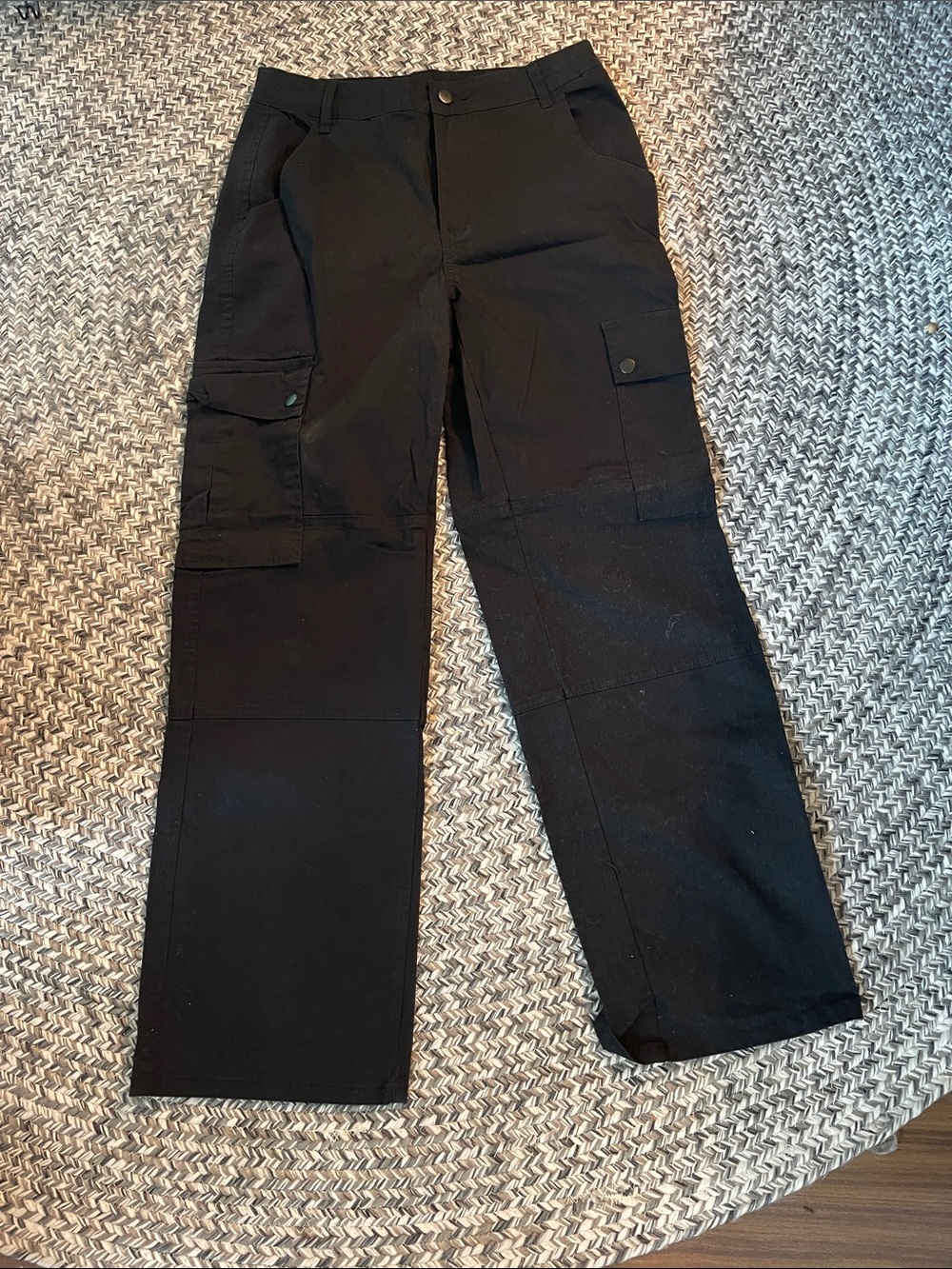 Straight Leg Black Cargo Pants for Women